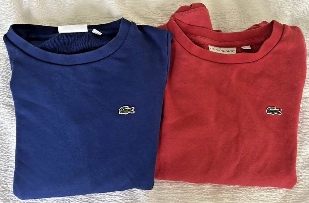 Lacoste Sport Crewneck Lot 2 Sweatshirts 34 XS Lightweight US Open Chic Preppy